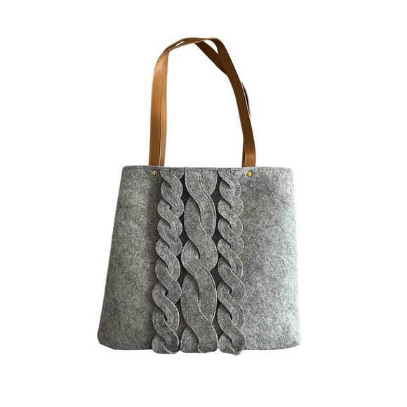 Wolfetman’s For Harry and David Handbags - Wolferman's Harry and David Felt Tote Bag Gray Faux Leather